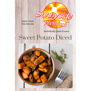 Sweet diced potato in a bowl.